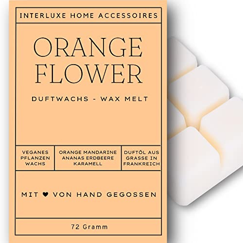Interluxe Duftmelt Wachsmelt Orange Flower Orangenblüte angenehm duftend Waxmelt 100% pflanzlich Duftwachswürfel für Duftlampe Wachs mit Duftöl Indoor Melts Duftwachs für Aromalampe