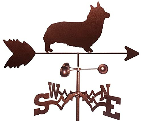ANCNA-U Corgi Dog Weathervane Metal Weather Vane with Roof Mount Outdoor Metal Bracket Wind Direction Indicator, Wind Vane Garden Courtyard Decoration