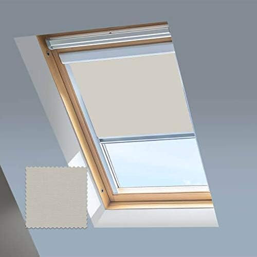 Classic Roof Blinds for Keylite Roof Windows - Blackout Blind - Stone -Silver Aluminium Frame (P07A (Visible Glass Size 760 X 567))