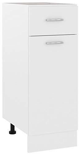 TANZEM Schubunterschrank, Küchenunterschrank, Küchenschränke, Küchenmöbel, Unterschrank, Kitchen Furniture, Weiß 30x46x81,5 cm Spanplatte