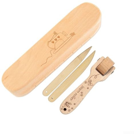 RANRAO Holz Nähwerkzeug Set, Nähen Nahtroller Buchenholz Klöppel Push Wheel Press Wheel Seam Bone Pen Set zum Nähen, Quilten und Sticken, 1511591252