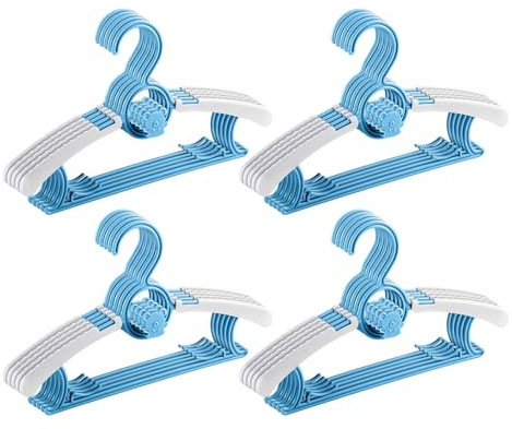 JurciCat 20 Piezas Perchas Ropa Bebé y Niños - Extensibles Con Ganchos Apilables en Forma de Oso - Plástico Para Recién Nacido e Infantiles