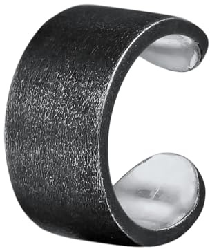 Kuzzoi Herren-Ohrring Ear Cuff Single Ohrklemme (6x13 mm) rund 1 Stück Ohrring für Männer aus 925 Sterling Silber oxidiert Earcuff Herren Ohrstecker