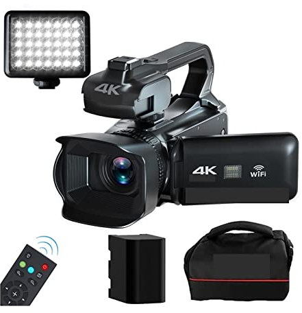 Videocamera Videocamera for streaming live da 64 MP Videocamera digitale 4K Webcam WIFI 18X Ruota Touch Screen Registratore video Vlog Zoom 18X Fotocamera digitale per vlogging ( Color : With Light ,