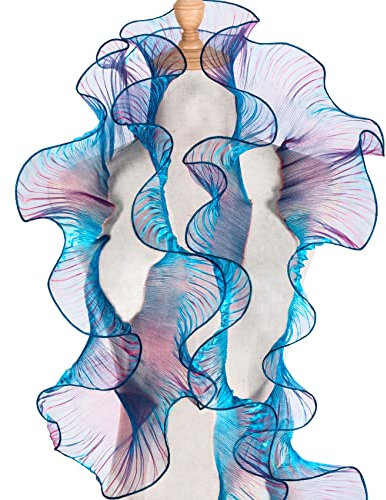 IOSPKKIO® Rüschen-Spitzenborte Organza, Plissee-Spitzenstoffborte, Chiffon-Tüll-Rüschen-Spitzenbordüre zum Nähen, Taschen-Kostüm-Dekoration, Trimm-Handwerk (5 Yards & Magisches Blau)