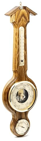 Fischer 4673-34-100 Station météo - Station météo avec thermomètre, baromètre, hygromètre - Boîtier en bois véritable Made in Germany