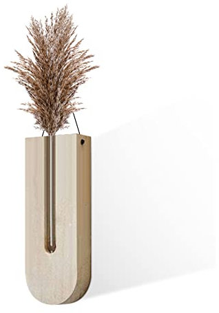 BEIJIALY Wandpflanzgefäß für Den Innenbereich, Anzuchtstation, Hängevase aus Holz für Trockenblumen, Bohemia-Blumen-Wandvase, Hängepflanzgefäß aus Holz, Taschenvase aus Holz,(Protokollfarbe)