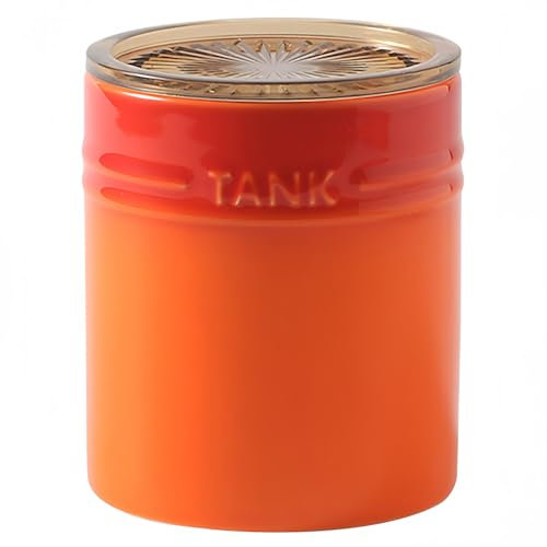 Dowbom Ceramic Sugar Pot With Lid, Solid Sugar Bowl, Porcelain Spice Jar, Kitchen Decoration Storage (Orange,14 OZ), DB-TG-016