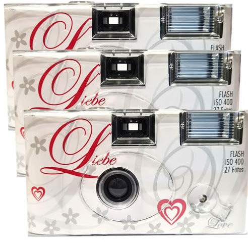 PHOTO PORST - Cámaras desechables (3 unidades, 1 A, con flash, pilas y película, 3 unidades, 27 disparos)
