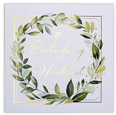 Art Nuvo HOCHZEITSEINLADUNGEN SATZ 20 St. 135x135mm MIT BEDRUCKBAREN EINLAGEN UND UMSCHLÄGEN FÜR HOCHZEIT – VERGOLDETES MUSTER