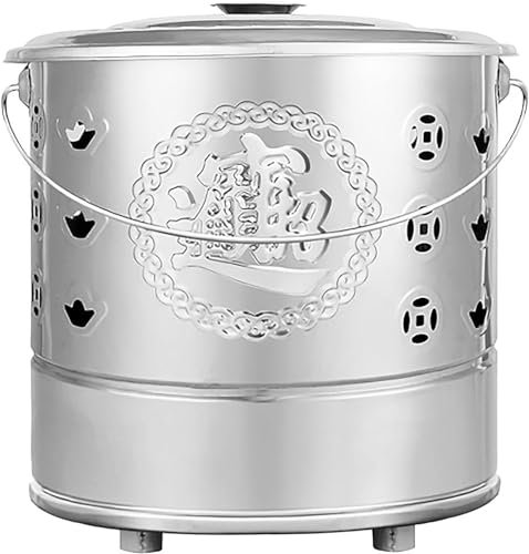 SHENJIA Brenntonne Für Papierlaubabfälle, Lagerfeuertonne Für Den Garten, Metallfeuerstellen Für Den Außenbereich Mit Deckel Und Feuerhaken, Gartenabfallverbrennungsanlage(Size:2XL)