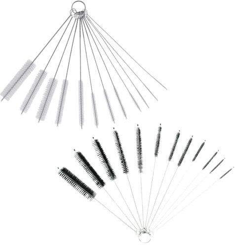 Strohhalm Bürste Set, 2 Satz Kleine Reinigungsbürste, Nylon Milchschlauchbürste, Flasche Reinigungsbürsten, für Kaffeevollautomat, Strohhalme Bürste, Schwarz, transparent