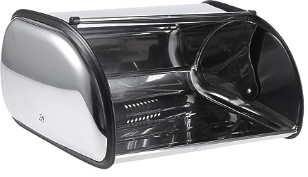 Stainless Steel Bread Box Food Keeper with Swing Door Large Capacity | Kitchen Storage for Pita and Rolls, Silver Finish, Home or Coffee Shop Use, Stainless Steel