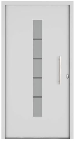 HORI Haustür Eingangstür Aluminium Kunststoff Komplettset - Haus Eingangstür mit 5-fach Verriegelung - Anthrazit oder Weiß - Wärmeschutzglas - - Farbe: Weiß - DIN Rechts - Modell: Chain - 210 x 110 cm