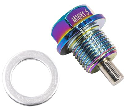 Asudaro Vite di scarico dell'olio motore M16 x 1,5, vite di scarico dell'olio universale in lega di alluminio con vite magnetica per vasca dell'olio, per la maggior parte delle auto