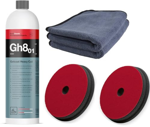 ADVANTUSE - Koch Chemie Gelcoat Boot Polituren Politur + Pads 150mm (Gh8.01 + 2x 150mm) (Heavy Cut Gh8.01)