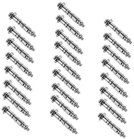 TOPBATHY Set 25 Pezzi Elementi Di Fissaggio Per Cartongesso 4x38 Mm, Bulloni Per Ancoraggi a Muro e Pareti Cave in Acciaio, Ferramenta Per Fissaggi Sicuri e Rimontabili in Casa