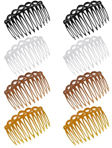 WLLHYF 8 Stück Französische Haarseitenkämme Haarkämme Und -klammern | für Frauen, 4 Farben, Dekoratives Französisches Twist-Haarstyling-Zubehör, Kamm-Haarklammern, für Brauthochzeiten