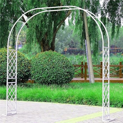 Gartenbogen aus Metall, für Kletterpflanzen, weißer Rosenbogen mit Sockel, verstellbare Größe, 140370 cm, perfekt für Hochzeiten, Weinreben und Gartenspaliere