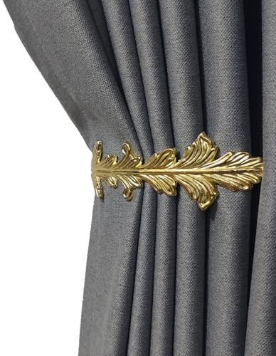 Refila Curtain Holdbacks Vintage Leaf Design Curtain Drapery Tie Back - 2PCS (Gold)