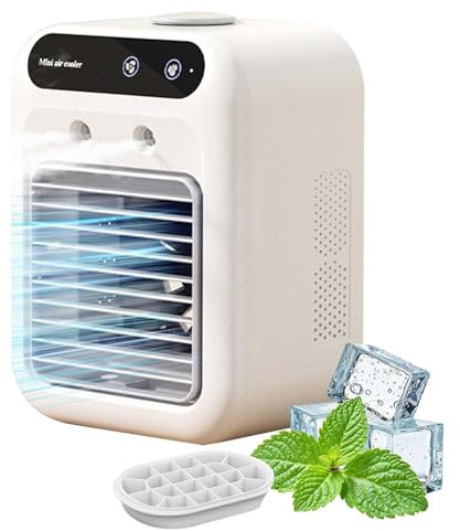 Growalleter Glacier Breeze AC Mini Air Cooler: Portable 500ml Evaporative Cooler with Ice Mist, 10H Cooling, USB Rechargeable & Desk Fan for Home/Office