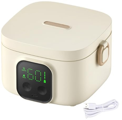 IXPIUZB Contenitore per il pranzo elettrico riscaldato per bambini, senza fili, ricaricabile tramite USB, portatile, per lavoro, con contenitore in acciaio inox 304 da 500/800 ml, per viaggi, picnic