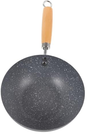 WEKADRIN Sartén Wok Pequeña Antiadherente con Mango Aislante Wok de Hierro para Cocina Hogar y Estufas Eléctricas Resistente y Uniforme para Saltear Carne y Verduras