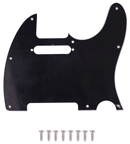 Guitar Pickguard 3 Layer PVC Scratch Protection Dekorative E -Gitarrenschutzplatte für Telecaster -Stil schwarzer Kunststoff 8,5 x 7,5 Zoll mit 8 Schrauben