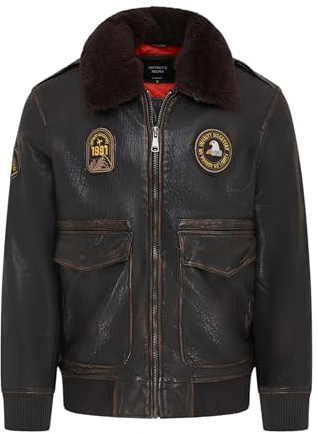 Herr läder bomber flyg avtagbar fårskinnskrage G-1 pilotjacka - äkta lammskinn läder, Svart, XL