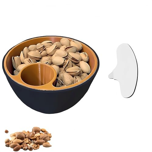 Generico Ciotola per noci e semi stampata in 3D, set di ciotole per pistacchi a doppia camera con contenitore per gusci, ciotola per snack per feste e uso domestico per noci e semi (Nero)