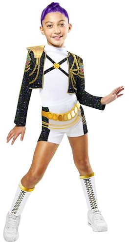 RUBIES COSTUME KPOP RUMI GOLD DELUXE per ragazza, ragazze, k-pop, Rumi, netflix, Top, giacca e pantaloncini, calze, licenza ufficiale Netflix, huntrix, carnevale, feste e cosplay. TAGLIA S