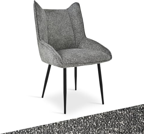 Bon Furni Esszimmerstühle 1er Set, moderner Küchenstuhl Schwarz-Weißer ohne Armlehnen, Stühle Esszimmer aus Samt, verstellbare Füße, für Esszimmer, Wohnzimmer, Küche & Schlafzimmer