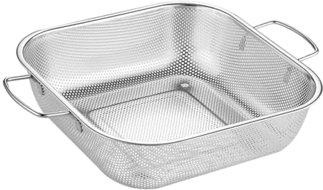Generico Cestello Scolapasta in Acciaio 285 CM con Doppio Manico Colino Scolaverdure e Scolafrutta a Maglie Fini per Lavare Frutta Verdura e Riso in Cucina