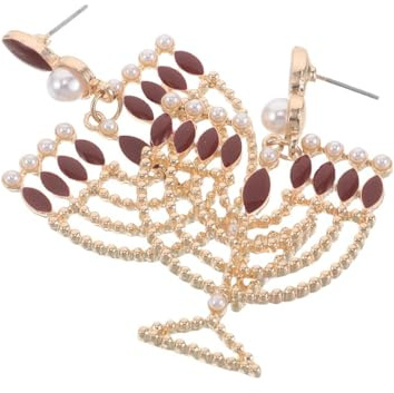 SOIMISS Boucles D'oreilles Pendantes Étincelantes pour Hanoukka, Légères et Raffinées en Alliage de Zinc, Style Chandelier Élégant pour Fêtes et Rassemblements Festifs