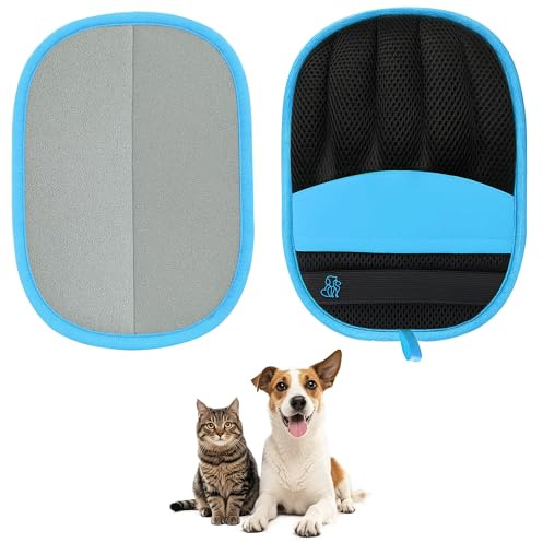 Guante para eliminar el pelo de animales – Fuerte imán electrostático para pelo de gato y perro, depilación efectiva, guantes de piel para la limpieza de sofás, ropa y alfombras (2 unidades, azul)