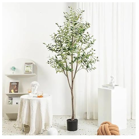Olivo Artificial Realista, Planta Verde En Maceta, Olivo Falso Alto Con Hojas Densas, Compacto Con Aceitunas Negras, Para Decoración Hogar Salón Oficina(120cm/3.9ft)