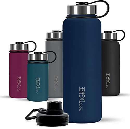 720°DGREE Edelstahl Trinkflasche 950ml “noLimit” - Auslaufsicher, Kohlensäure geeignet, BPA-Frei - Thermosflasche, Isolierflasche mit Schraubverschluss für Sport, Fitness, Outdoor +Gratis Sportdeckel
