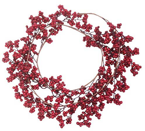 SOIMISS Roter Beerenkranz Künstlicher Türkranz Wandkranz Festliche Girlande Dekoration für Neujahr Weihnachtsfeier Hochzeit Frühling Wohnzimmer Haustür Dekor Wandbehang Ornament