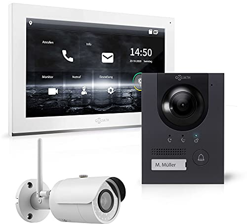 Goliath Hybrid | IP | Full-HD Video Türsprechanlage | App | 1-Fam | 1 x Full-Touchscreen 25,4 cm (10) | Aluminium Unterputz Türstation | 180° Ultra-Weitwinkel | AV-IPS-112
