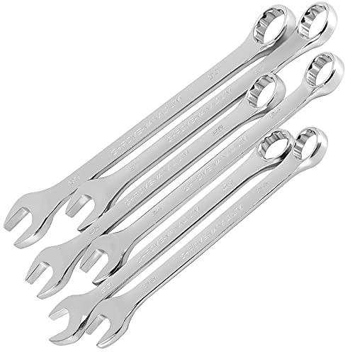 HAKZEON Lot de 6 Clef Plate à Cliquet Mixtes 22-30 mm, Ensemble de Clés Mixtes Métriques Professionnelles avec Design à 12 Points, Décalage à 15 degrés