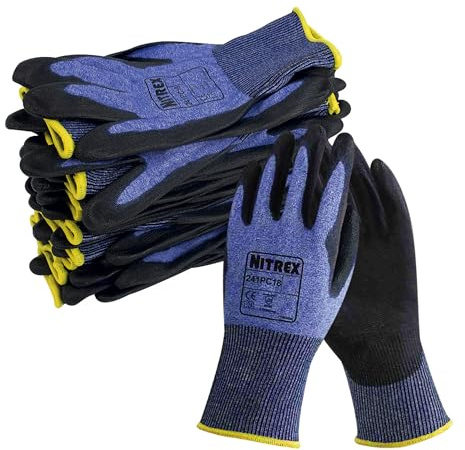 Nitrex 241PC18 Work and Safety Gloves, Bag of 10 Pairs, Size 7 - C Rated Cut Resistant Gloves with PU Palm Coating