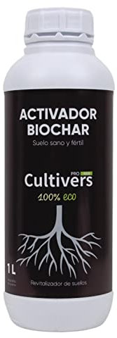 CULTIVERS ATTIVATORE BIOCHAR 1 L. Potenziatore di Carbone per Piante. Migliorante della Struttura del Suolo. Regolatore del PH del Terreno Altamente Acido.