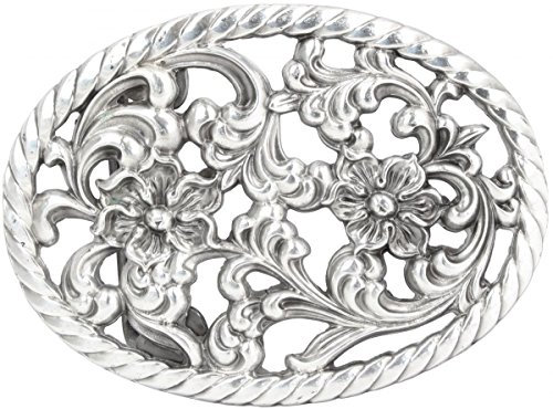 BELTINGER Gürtelschnalle Flower 4,0 cm | Buckle Wechselschließe Gürtelschließe 40mm Massiv | Wechselgürtel bis 4cm | Altsilber