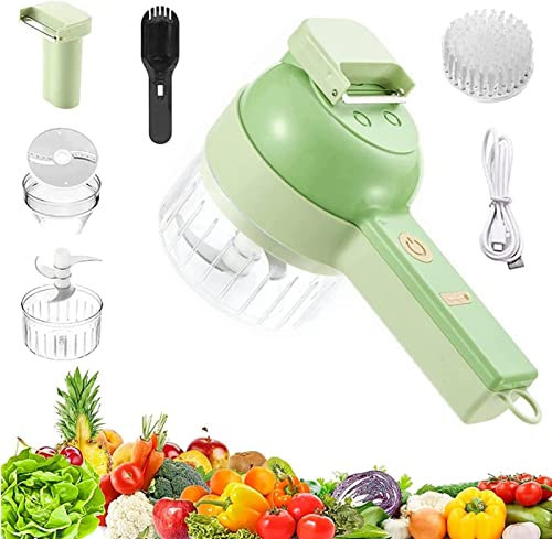Yajimsa 4 in 1 Portable Electric Vegetable Cutter Set, Gatling Electric Vegetable Chopper with 3 Blades for Chopping Meat, Onion, , Dried Fruit Quick and Effortless