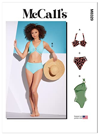 McCall's Schnittmuster-Set für Damen-Badeanzüge, Designcode M8329, Größen 32-34-36-40
