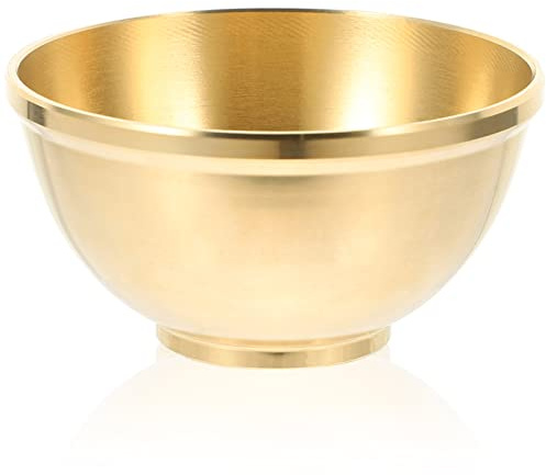 TOPBATHY Copper Offering Bowl Large Round Golden Buddhist Accessory | Temple Altar Use, Smooth Polished Edges, Burr-free Finish, Suitable for Art Craft Decoration