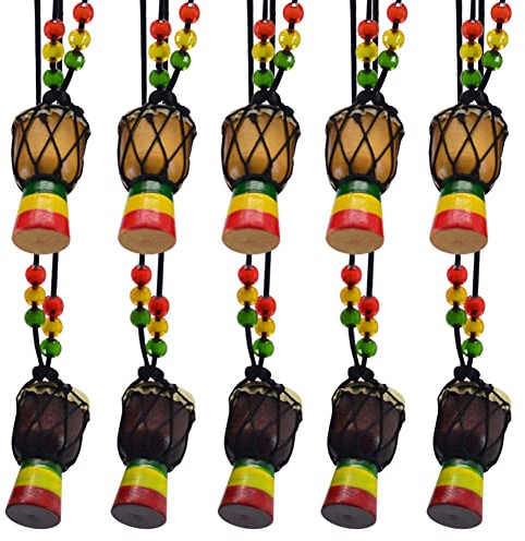 ZUYYON 10 Stück Instrumenten-Halsketten, Holz, klassische Djembe-Trommel, Mini-Anhänger, afrikanische Trommel, Bongos, Percussion, Schmuck, Halskette, Trommeln für Kinder und Erwachsene, Partyzubehör