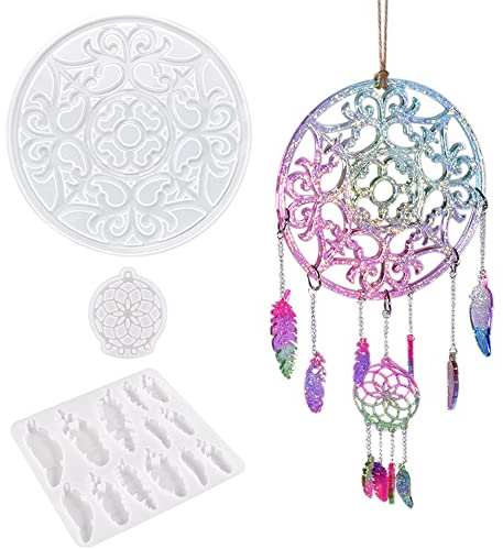 Woohome Molde de Silicona de Atrapasueños Moldes Resina Epoxi de Dream Catcher para Hacer Manualidades, Decoración Del Hogar