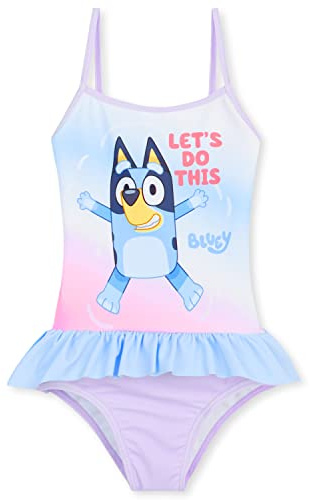 BlueY Maillot de Bain Fille Une Pièce Manches Longues ou Ensemble Rashguard Enfant et Bébé pour Plage Piscine Vacances (4-5 Ans, Lilas/Bleu)