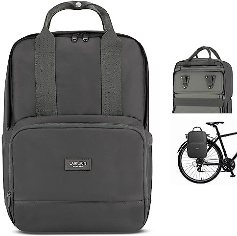 LARKSON Fahrradtaschen für Gepäckträger Damen & Herren Grau - No 6 Bike - 2 in 1 Fahrrad Tasche Rucksack & Gepäckträgertasche Hinten - Wasserabweisend